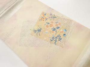 色紙に秋草模様織出し名古屋帯